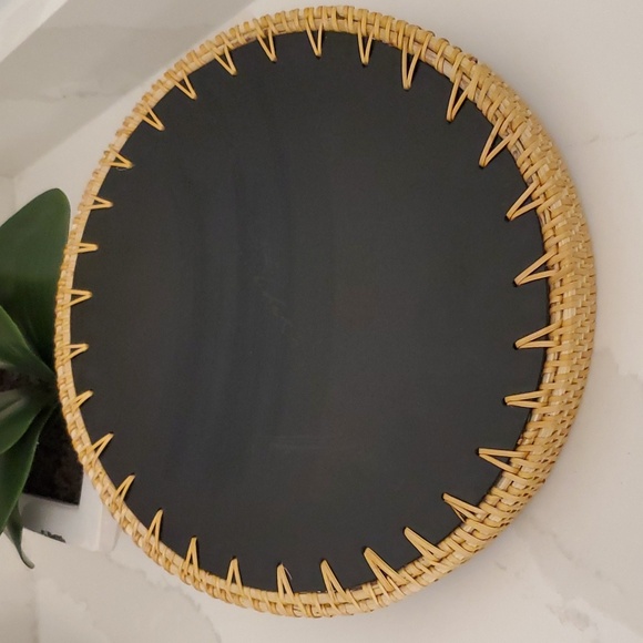 Kmelep Round Rattan Tray with Mother of Pearl Inlay - Picture 2 of 5